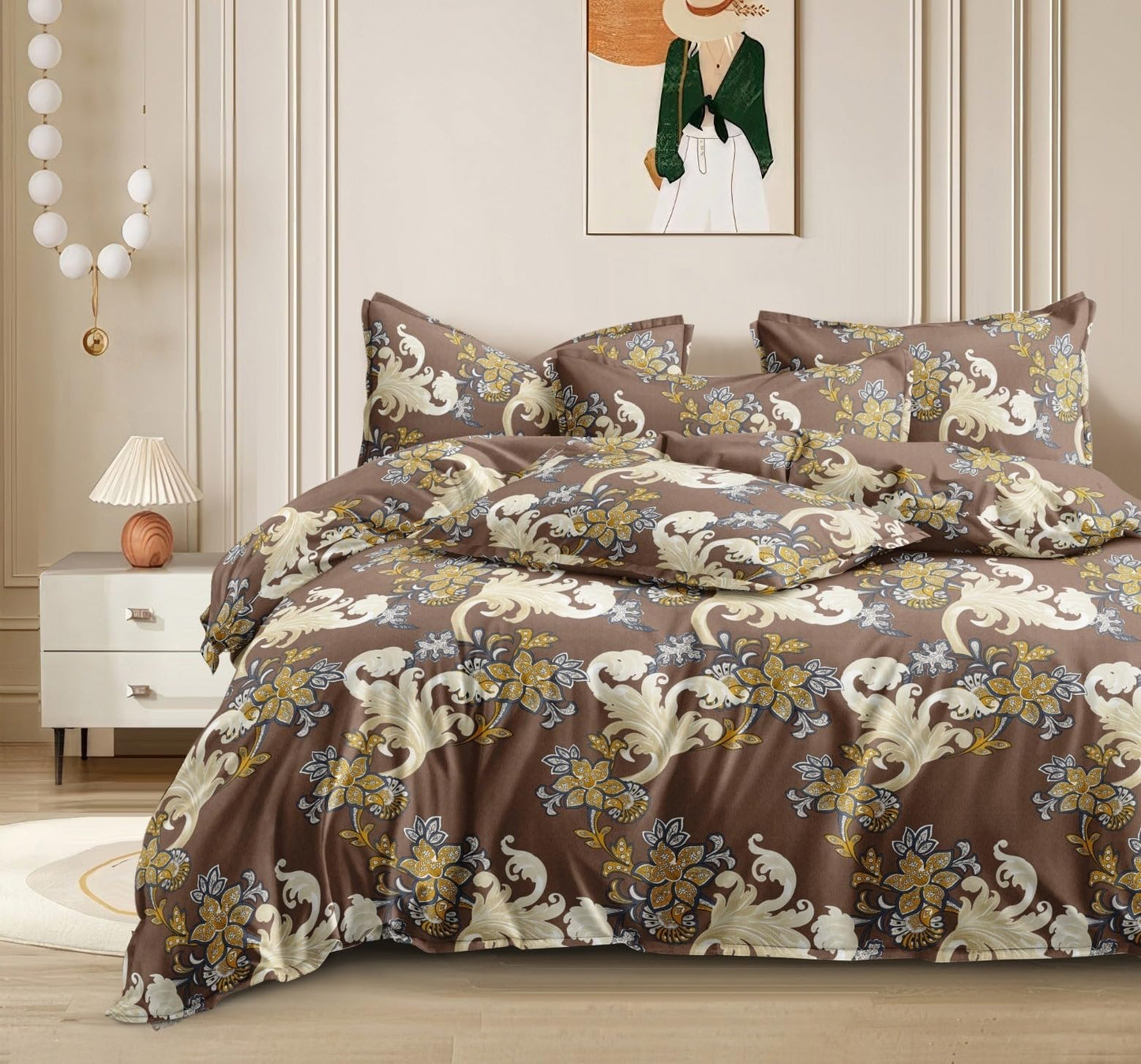 SANMARINO 320 GSM Luxury Comforter Set – Brown & White