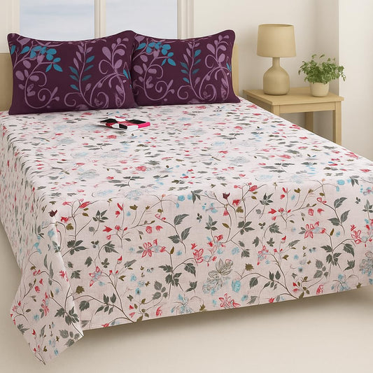 SANMARINO 100% Cotton Bedsheet for Double Size Bed | 180 TC | Black | Printed | 1 Piece Cotton bedsheet for Double Size Bed with 2 Pillow Covers (228 x 254 cm) Perfect for Home Decor & Gifting |