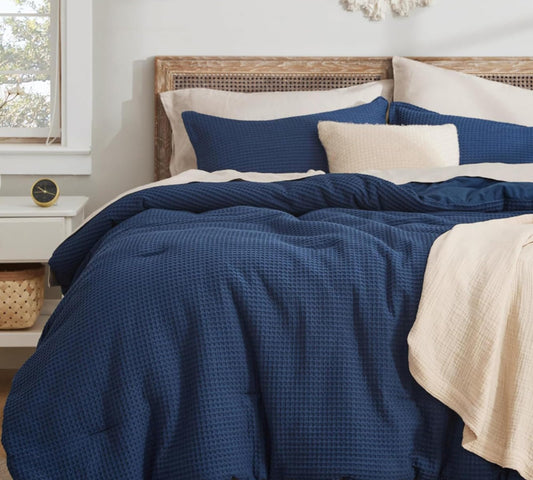 SANMARINO Luxury Waffle Weave Double Bed Comforter – Blue