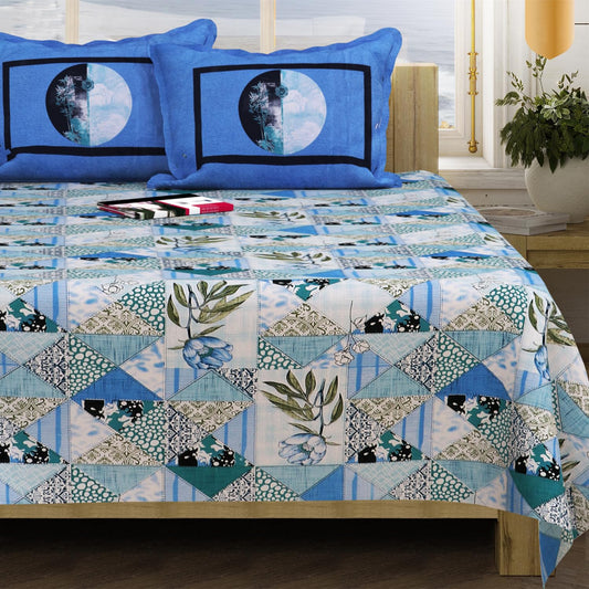 SANMARINO 100% Cotton Bedsheet for Double Size Bed | 180 TC | Brown & White | Printed | 1 Piece Cotton bedsheet for Double Size Bed with 2 Pillow Covers (228 x 254 cm) Perfect Gifting |