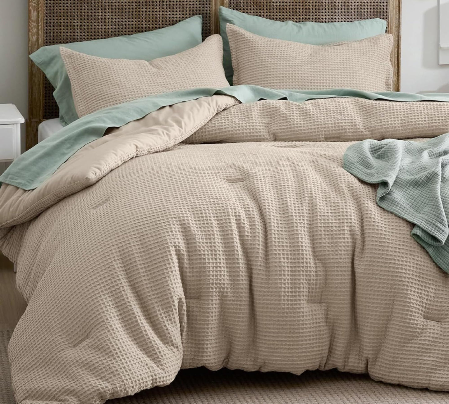 SANMARINO Luxury Waffle Weave Double Bed Comforter – Beige