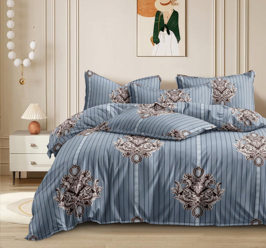 SANMARINO 320 GSM Luxury Comforter Set – Pastel Blue & Brown