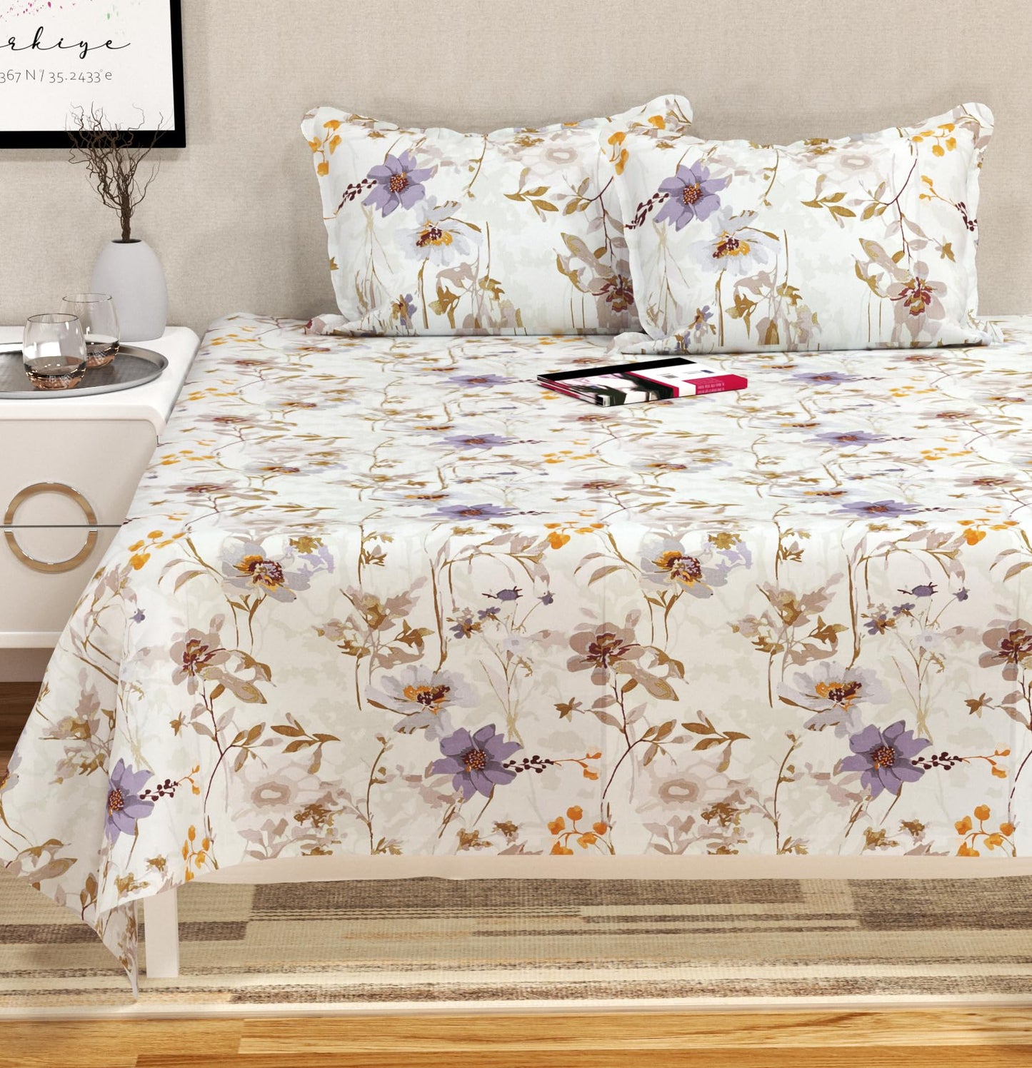 Breeze Cotton Flat Bedsheet – Double Bed White & Ivory | San Marino Living